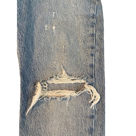 Levis 501 S Premium Big E Jeans 28x28 Button Fly Blue Denim Ripped Skinny - Picture 12 of 12